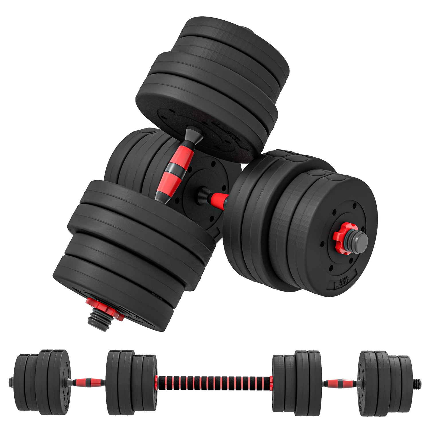 2 in 1 Hanteln Set Verstellbare Kurzhantel & Langhantel Fitness